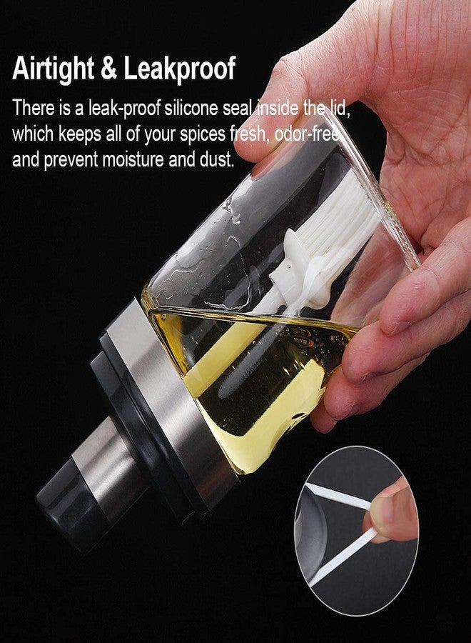 SOPTOOL برطمانات توابل زجاجية عالية الجودة من البوروسيليكات من سوبتول للمطبخ، برطمانات توابل، تصميم بغطاء وملعقة مدمجة، برطمانات فارغة سعة 250 مل، جودة تجارية ممتازة (2، ملعقة فرشاة) - Image 3